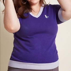 Purr-Maid Short Sleeve Embroidered Sweater BNWOT